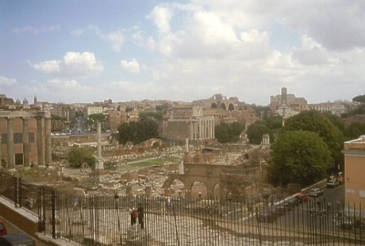 Blick von der Strasse aufs Forum Romanum