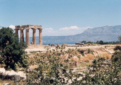 Altkorinth Blick über Golf von Korinth