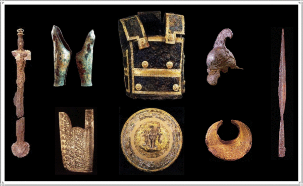 Waffen und Rüstzeug aus Grab Philipp II.