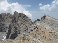 Von links nach rechts Gipfel des Stefani, des Mytikas und des Sk